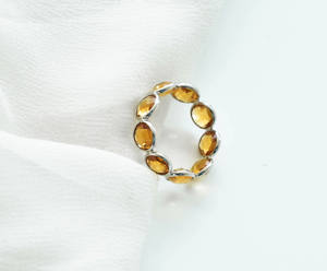 Golden Solstice Checkerboard Natural "Citrine'' Eternity <b>Statement</b> <b>Ring</b> In 925 Sterling <b>Silver</b> For Trendy Look & Daily Wear - Product Image 4