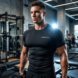 <b>Men</b> <b>Compression</b> T <b>Shirt</b> Black Short Sleeve Athletic Gym Training Sportswear Custom Logo Fitness Running Workout <b>Shirt</b> - Product Image 6