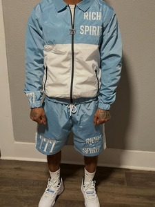 2026 Men Sets Two Piece Custom Windbreaker Shorts and Jacket <b>Tracksuits</b> breathable Zip up Nylon Two Piece Windbreaker Short - Product Image 3