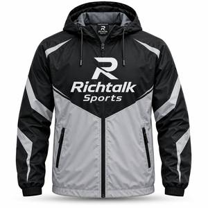 Men's Hooded Windproof Breathable Fleece <b>Racer</b> <b>Jacket</b> Color Blocking Zipper Front Logo Sporty Winter Wear Polyester/Cotton - Product Image 1