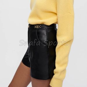 Shorts de Cuero para Mujer, Nueva Colección, Personalizables, Casuales y Deportivos, con Cordón Ajustable, en Venta - Product Image 4