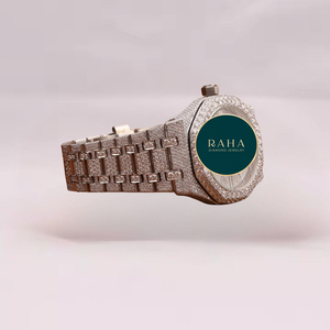 Montre de luxe RAHA Tonneau en acier inoxydable avec diamants, 41 mm, analogique, mécanique, unisexe, fermoir papillon, verre cristal, étanche 3 ATM - Product Image 2