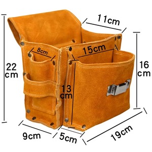Ceinture à outils orange avec plusieurs poches pour marteau, tournevis, ruban à mesurer et clous - Product Image 4