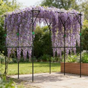 Struttura ad Arco Nera per Serra, Pergola, Gazebo, Padiglione e Supporto per Piante Rampicanti da Giardino - Product Image 1