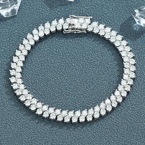 Round Cut Moissanite Diamond Tennis Bracelet 925 Silver Classic Chain Luxury Jewelry for <b>Men</b> Women Gift - Product Image 5