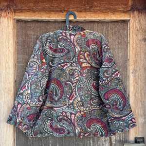 <b>Women's</b> Unisex Floral Print Velvet Bomber <b>Jacket</b> Drawstring Closure Full-Length Three-Quarter Sleeves 100% Cotton Quick-Dry - Product Image 5