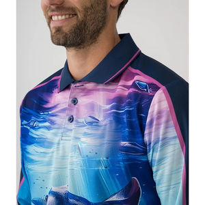 Polo de pêche respirant en polyester personnalisé avec protection UV pour hommes, performance OEM - Product Image 4
