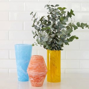 Premium Quality Epoxy Resin Vase <b>Flower</b> Pots Set Blue Orange Yellow Glazed Indoor <b>Flower</b> Pot for Desktop Decor Vases Accessories - Product Image 1