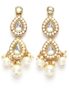 Ensemble collier, boucles d'oreilles et bracelet en alliage plaqué or, imitation perle, forme goutte d'eau, bijoux de mariage classiques pour femmes - Product Image 2