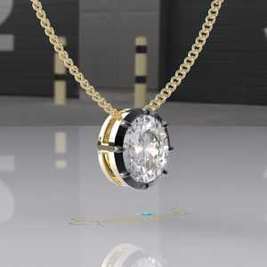 Collier pendentif en moissanite à taille octogonale géométrique, style géorgien, en or massif 14 carats plaqué rhodium, pour événements chrétiens - Product Image 2