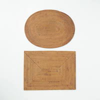 Set de table classique en rotin tressé motif toile d'araignée, dessous de verre en paille de qualité supérieure, assiettes de présentation pour décoration de mariage à la plage