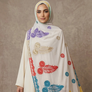 Nouveau design 2026 – Châle en mousseline brodé de strass floraux, léger, pour femmes musulmanes, style Dubaï, élégant foulard hijab - Product Image 3