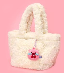 Cute Pink for Character Plush Carabiner <b>Key</b> <b>Chain</b> Cartoon Stuffed Pendant 3D Shape Soft Portable Short Plush Bag Charm - Product Image 2