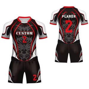 Vêtements de sport de haute qualité 100% polyester respirant, uniforme de rugby court, protection UV, vêtements de sport personnalisés par transfert thermique pour club - Product Image 1