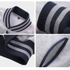 Vestes streetwear pour hommes 100% polyester coton bleu et gris avec logo brodé et patchs, livraison rapide - Product Image 5