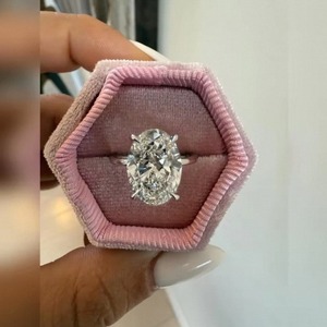 Anillo de lujo con diamante ovalado cultivado en laboratorio para mujer, oro de 9K, 14K, 18K, regalo de compromiso o boda, con certificación IGI SGL, 4 quilates - Product Image 6