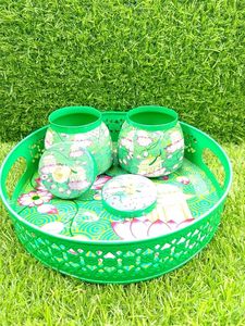 Plateaux et pots multifonctionnels en céramique Pichwai traditionnels, décor Art Déco à motifs animaliers, décoration intérieure, cadeaux de mariage indiens, cadeaux de remerciement - Product Image 2