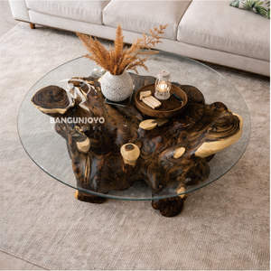 Mesa de Centro Sono de Madera con Tapa de Madera, Diseño Tropical Moderno, Hecha a Mano y Ecológica, Mueble Duradero para Sala de Estar - Product Image 3