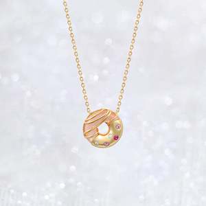 Lindo Collar con Colgante de Latón y Circonita en Forma de Donut para Mujer, Joyería de Moda, Venta al por Mayor - Product Image 6