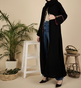 New 2026 Dubai Beautiful Black Traditional Islamic Women's Saudi Arabian <b>Abaya</b> Spring Polyester Breathable Ankle Length Muslim - Product Image 3