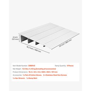 Rampa de Aluminio para Umbral de Puerta de 4 Pulgadas de Altura, Capacidad de Carga de 800 Libras, Dispositivo de Asistencia para Escalones del Hogar, Rampas para Discapacitados - Product Image 4