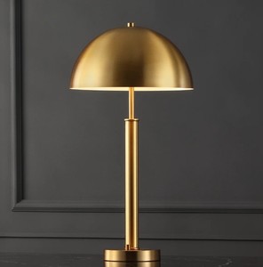 Gold Metal Dome Table Lamp | Modern Slim Base <b>Desk</b> Lamp | Luxury Contemporary Home Lighting - Product Image 2