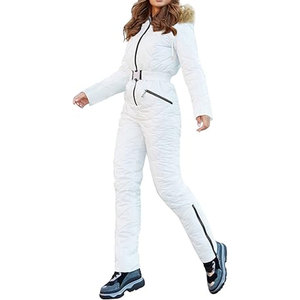 Women's Winter Ski Suit One Piece Hooded Fur Collar Snowsuit Waterproof Insulated Snowboard Jumpsuit Outdoor Sports Ski <b>Coat</b> - Product Image 1