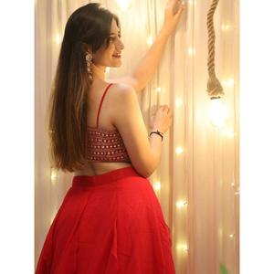 ชุดแต่งงานผ้าจอร์เจียสีแดงสวยชุด lehenga choli กับ dupatta - Product Image 2
