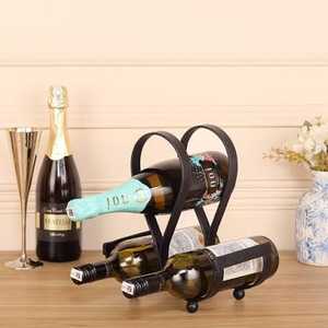 Porte-vin en bois sur pied avec poignée, support de rangement pour comptoir, capacité 4 bouteilles - Product Image 2