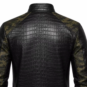Veste en cuir gaufré croco de haute qualité, veste de motard en cuir véritable, vêtements d'extérieur de luxe pour hommes, sur mesure, vente en gros - Product Image 4