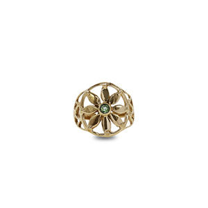18K Gold Plated Brass Green Amethyst Floral Bohemian Cocktail <b>Ring</b> | Filigree <b>Statement</b> Wedding <b>Ring</b> - Product Image 1