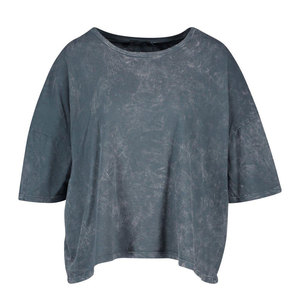 Camisetas Casuales de Mujer con Lavado Ácido, Corte Ajustado, Tallas Grandes, Transpirables, Ecológicas, de Poliéster/Algodón, Estilo Urbano - Product Image 1