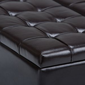 Harrison Brown Tanners Coffee Table <b>Storage</b> Ottoman Stylish <b>Stool</b> & Ottoman with Hidden <b>Storage</b> Space - Product Image 6