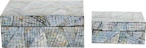 Handcrafted Eco-Friendly Mother of Pearl Shell Mosaic Rectangle MOP Abstract Inlay Jewelry Storage <b>Box</b> <b>Keepsake</b> Home Decor - Product Image 4
