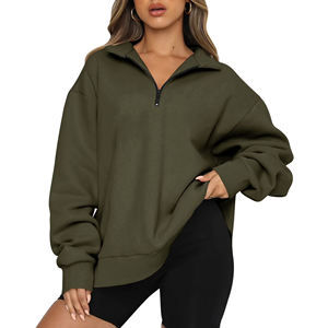 Sweat-shirts pour femmes personnalisés, imprimés, respirants, d'automne, couleur unie, avec poche zippée, coupe oversize, style Harajuku coréen, Regular Crystal - Product Image 3