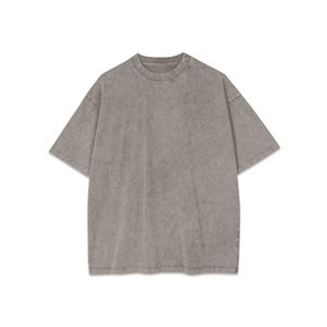 เสื้อยืดคอกลมแขนสั้นทรงโอเวอร์ไซส์สีเบจสำหรับผู้ชาย ผ้าคอตตอนเจอร์ซีย์เนื้อแน่น สไตล์ลำลอง - Product Image 3