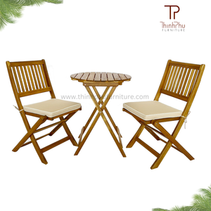 Muebles Bistro Lisa, Estilo Europeo, Muebles de Madera para Exteriores de Vietnam, Juego de Bistro Plegable, Decoración Sostenible para Exteriores - Product Image 3