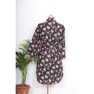 Camisón largo bohemio de algodón para mujer india, estilo maxi, con cinturón y botones decorativos, corte holgado y dulce. - Product Image 6