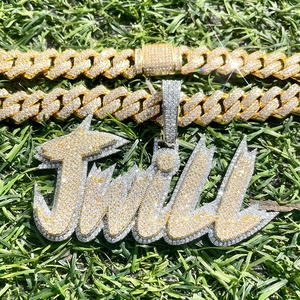 จี้เพชรโมอิสซาไนต์แบบกำหนดเอง สไตล์ฮิปฮอป VVS ประดับเพชรเต็มตัว  จี้ตัวอักษรเงินแท้ 925  จี้เพชรโมอิสซาไนต์สั่งทำ - Product Image 6