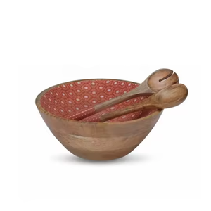 Bol de service Iftar en bois de manguier imprimé de luxe, bol en bois imprimé émaillé - Product Image 4