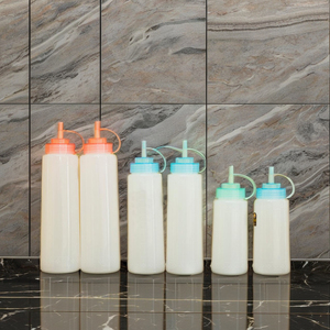 Bouteille à presser en plastique transparent rechargeable à large bouche de 450ml de style américain Ketchup de qualité alimentaire Huiles de mayonnaise BBQ Sauces d'assaisonnement - Product Image 1