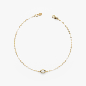 Pulsera de Diamantes Marquise Delicada en Oro Sólido de 14K/18K, 0.08ctw, Certificación IGI, Joyería para Mujer, Cumpleaños, Aniversario, Uso Diario - Product Image 3