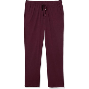 Deep Burgundy Tonal <b>Drawstring</b> Men Jersey Lounge Pyjama Pants Button Fly Elastic Waist <b>Trouser</b> - Product Image 3