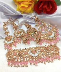 Designer <b>Mirror</b> Work Bridal Jewelry Set for Wedding Brides and Bridesmaids - Product Image 3