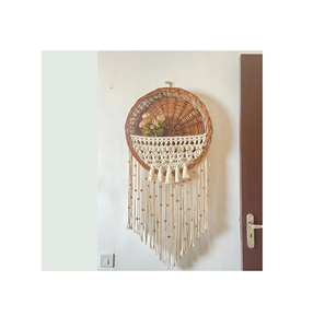Cesta de Almacenamiento Hecha a Mano para el Hogar, Cesto de Paja, Cesta de Macramé con Asa, Cesta de Ratán para Decoración del Hogar - Product Image 1