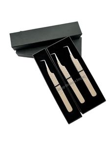Ensemble de pinces professionnelles pour extensions de cils couleur nude en acier inoxydable antistatique à pointe fine pour application de volume et isolation des cils - Product Image 4