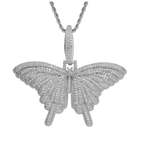 Collar con Colgante de Mariposa, Chapado en Oro, con Micro Pavé de Circonitas Cúbicas, Joyería de Latón Certificada Unisex, Cadena Estilo Hip Hop para Regalo de Fiesta - Product Image 6