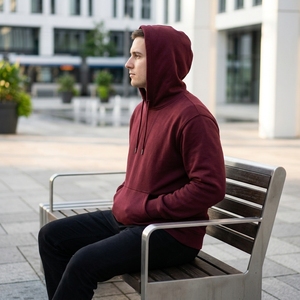 Custom <b>Burgundy</b> Minimalist Pullover <b>Hoodie</b> <b>Men's</b> Casual Sweatshirt Hooded Sportswear OEM ODM Wholesale Manufacturer - Product Image 3