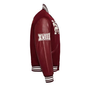 Custom Maroon Varsity <b>Jacket</b> <b>Leather</b> Sleeves Letterman <b>Jacket</b> Chenille Patch Wool Body Baseball College <b>Jacket</b> OEM - Product Image 3