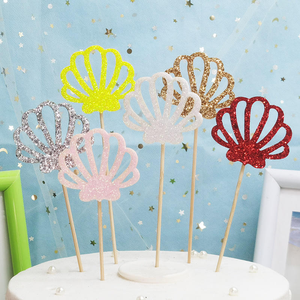 ของตกแต่งงานวันเกิดธีมชายหาดเปลือกหอยวิบวับ อุปกรณ์ตกแต่งโต๊ะขนมหวาน สไตล์มหาสมุทร ที่เสียบเค้ก - Product Image 3